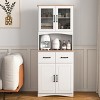 GlasFlength Kitchen Storage Farmhouse Kitchen Pantry Cabinet Freestanding Cupboard Accent Storage Cabinet for Kitchen, White, 23.62"*15.75"*66.9" - 2 of 4