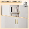 Homhougo L-Shaped Corner Bookshelf, 6-Tier Vintage Farmhouse Bookcase with Rattan Doors,Adjustable Shelves & Metal Frame - 4 of 4