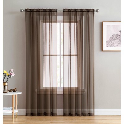 HLC.ME Sheer Voile Transparent Window Treatment Rod Pocket Curtain Panels - Set of 2