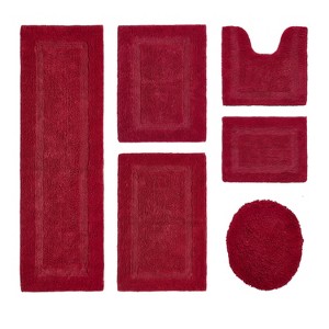 Lux Premium 100% Cotton Tufted Solid Reversible 6 PC Bath Rug Set – Ultra-Soft, Water-Absorbent, Durable, Machine Washable Bathroom Rug - 1 of 4