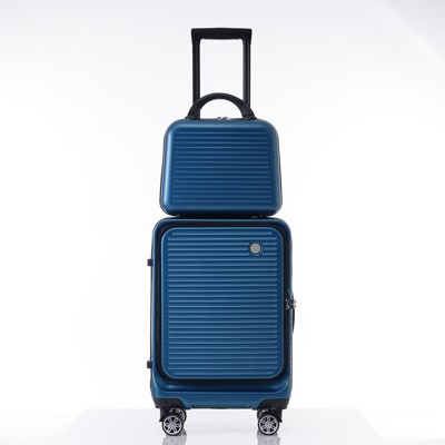 20 inch hard shell luggage with front pocket and 360 ° swivel wheels, lightweight and suitable for outdoor travel and camping