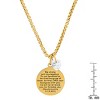 Steeltime 24" 18k gold plated stainless steel "Be strong and courageous..." round pendant adorned with heart shape crystal charm - 3 of 4