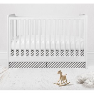 Bacati - Love Gray/white Warp Stripes Crib/Toddler Bed Skirt - 1 of 3