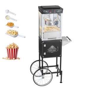 VEVOR Popcorn Machine with Cart, 8oz Stainless Steel Kettle, 800W Commercial Popcorn Maker, 48 Cups per Batch Theater Style Popper, Black - 1 of 4