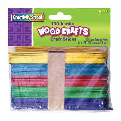 Creativity Street Jumbo Craft Sticks, Bright Hues Assorted, 6" x .75", 100 Pieces (Pack of 10)