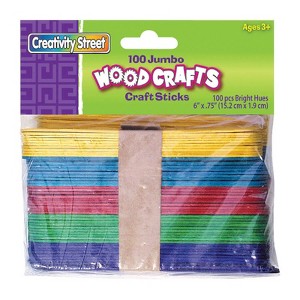 Creativity Street Jumbo Craft Sticks, Bright Hues Assorted, 6" x .75", 100 Pieces (Pack of 10) - 1 of 1
