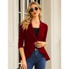 Womens Casual Blazer 3/4 Sleeve Open Front Ruffle Work Office Cardigan Suit Jacket - 3 of 4