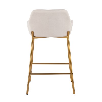 Elegant Daniella Cream Fabric Counter Stool with Gold Metal Frame