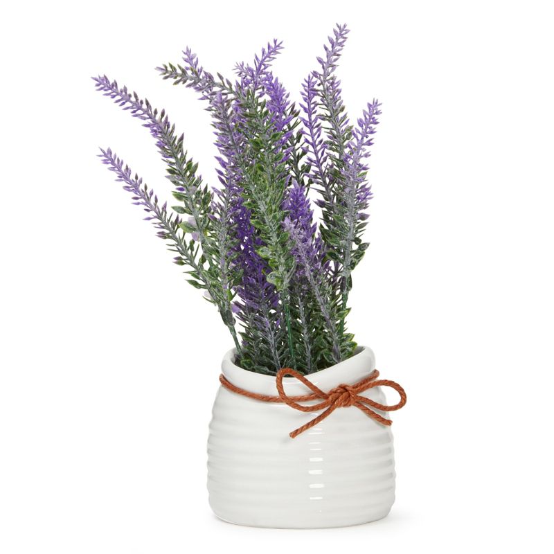 Juvale Artificial Lavender Flowers in Ceramic Vase for Bathroom Decor (9 x 3.3 in), 3 of 8