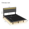 Modern Upholstered Floating Bed Frame with LED Lights, Vertical Channel Design Velvet Fabric Bed, No Box Spring Needed, Full Size, Gray - 3 of 4