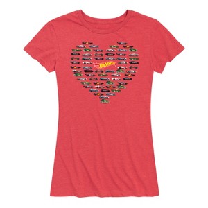 Women's - Hot Wheels - Valentine's Hot Wheels Heart Short Sleeve Graphic T-Shirt - 1 of 4