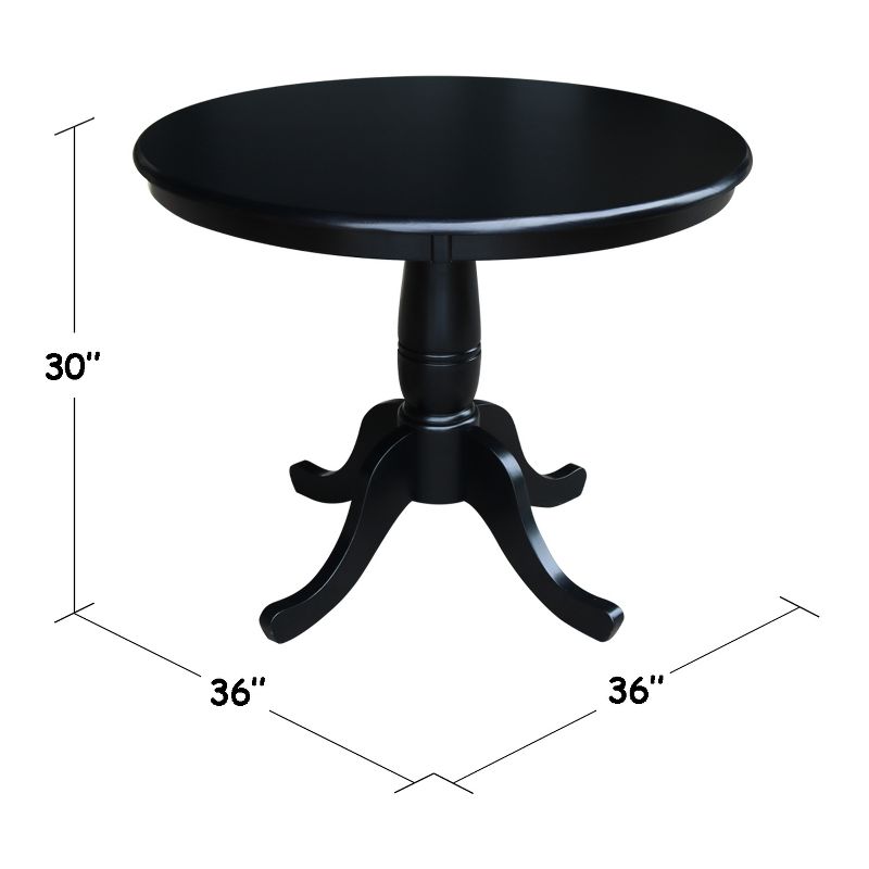 36" Round Top Pedestal Table Black - International Concepts, 4 of 7