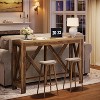 Tribesigns 63"Narrow Counter Bar Table, Rectangular High Top Bar Table with Sturdy Wooden X-Shaped Frame for Home Bar, Kitchen & Dining, Rustic Brown - 3 of 4