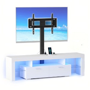 Skyzoo Modern TV Stand for 50/55/65" inch TV with Mount Swivel and LED Lights, TV Table for 65 inch TVs - 1 of 4