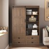 KTMBDW Armoire Wardrobe Closet, 71" H Wooden Clothing Storage Cabinet with Barn Door and 2 Drawers, Bedroom Freestanding Wardrobe with Hanging Rod - 2 of 4