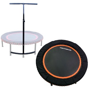 LEAPS & REBOUNDS 48" Adjustable Stability Bar Attachment with 48" Mini Fitness Trampoline and Home Gym Rebounder for Cardio Exercises, Orange - 1 of 4