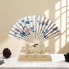 Unique Bargains Detachable Folding Fan Style Ink Cloud Fan Display Stand Yellow 1 Pc - 2 of 4