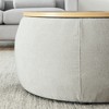 VYNXARIA Round Storage Ottoman, 2 in 1 Function, Work as End table and Ottoman,with small seat,Light grey(25"x25"x14.7") - 4 of 4