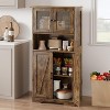 Freestanding Floor Linen Storage Cabinet with Glass Doors & Adjustable Shelves, Standing Cupboard for Bathroom, Kitchen, Living Room - 3 of 4