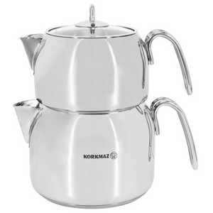 Korkmaz Perla Mega Stainless Steel Tea Pot and Kettle Set - 1 of 4