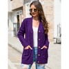 Women's Open Front Cardigan Sweater with Pockets Long Sleeve Cable Knit Button Loose Cardigan Sweater - 2 of 4