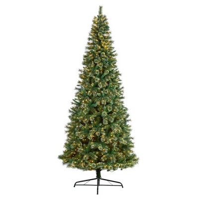 Nearly Natural 10’ Wisconsin Slim Snow Tip Pine Prelit LED Artificial Christmas Tree