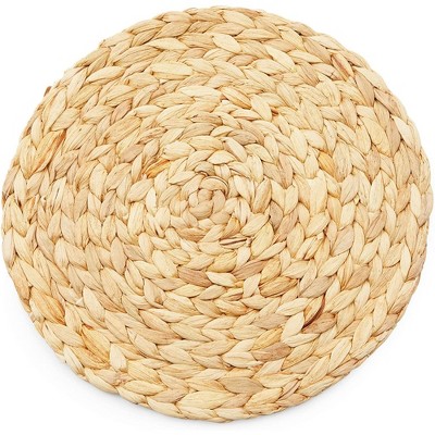 Natural Jute Woven Hyacinth Round Placemats, 12.2 in, Set of 4