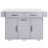 PAGED Dining Room Cabinet with Trash Can Storage, Kitchen Cart with Drawer, Rolling Kitchen Island on Wheels with Adjustable Shelf - 3 of 4