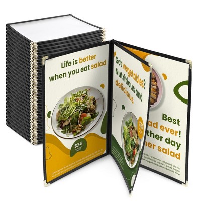 WeChef 30 Non-Toxic Menu Covers 8.5 x 11" Black Book Style Cafe 3 Page 6 View