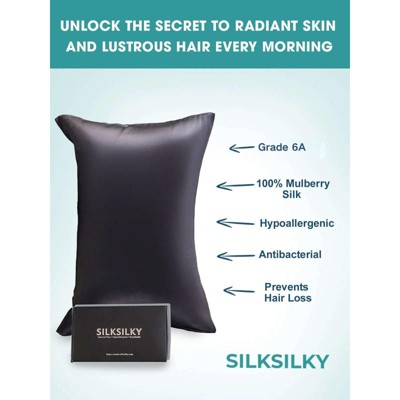 SilkSilky 19Momme 100% Mulberry Silk Pillowcase - Hidden Zipper