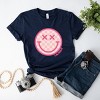 Simply Sage Market S.W.Smiley Pink Checker Smiley Face Short Sleeve Tee - M - True Navy - 3 of 4