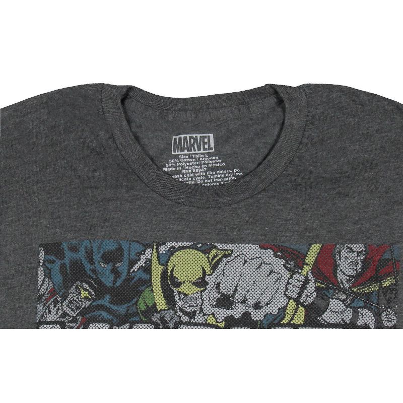 Marvel Men's Avengers Heros Ready to Fight Retro Halftone Print T-Shirt, 4 of 5