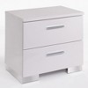 Vynxaria White & Chrome 2-Drawer Nightstand, High Gloss Finish, Ball Bearing Metal Glides, Aluminum Handle, Modern Design - 3 of 4