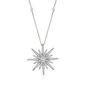 Ross-Simons 0.75 ct. t.w. Diamond Starburst Necklace in Sterling Silver - 1 of 3