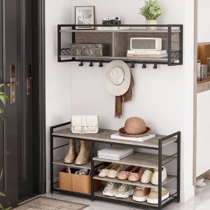 Adjustable 4-Tier Shoe Storage Bench - Entryway Organizer for Bedroom, Closet, and Living Room - 1 of 4