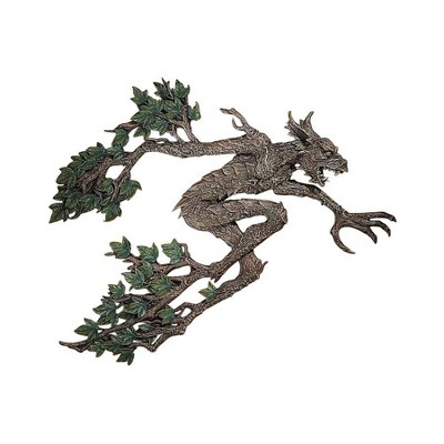 Hand-Painted Resin Tree Spirit Wall Sculpture in Dark Brown and Green