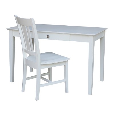 Basic Size Desk with Drawer and Chair Beach White - International Concepts