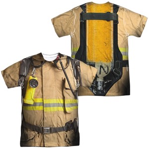 Men's Firefighter Costume (Front Back Print) Short Sleeve Costume T-Shirt - 1 of 4
