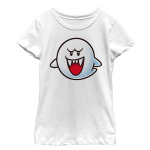 Girl's Nintendo Mario Boo Ghost Smile T-Shirt - 1 of 4