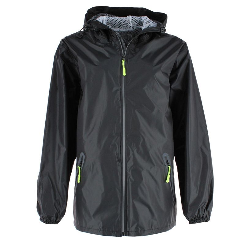 CTM Reusable Water Resistant Rain Jacket with Hood and Pockets, Small, Black