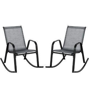 Tangkula 2pcs Patio Rocking Chair Heavy-Duty Metal Rocker Outdoor Anti-Slip Gray - 1 of 4