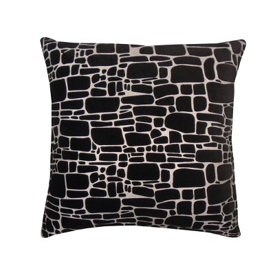 20"x20" Oversize Printed Faux Fur Square Throw Pillow Black/Silver - Edie@Home