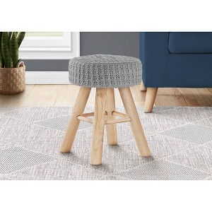 17" Round Knit Upholstered Ottoman with Wood Legs Gray/Natural - EveryRoom - 1 of 4