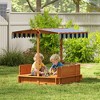 Aghana Digitals Kids Wooden Sandbox with Adjustable Canopy, Detachable Seats/Backrests, Convertible - 3 of 4
