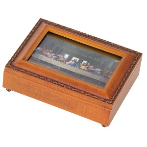 Dicksons The Last Supper in Remembrance of Me Brown 8 x 6 Plastic Woodgrain Finish Decorative Music Box Storage Box - 1 of 1
