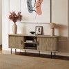 LuxenHome 55.1" Mid-Century Modern TV Stand for TVs up to 60", Entertainment Center with Storage, Fluted Console with Slatted Sliding Door Brown - 4 of 4