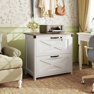 GALAXHERO 2-Drawer Lateral Filing Cabinet with Lock, Wooden Printer Stand for Home Office, Fits Letter/Legal/A4 Sizes - 1 of 1