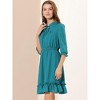 Allegra K Women's Solid Ruffle Hem 3/4 Sleeve A-Line Smocked Short Chiffon Dress - 2 of 4