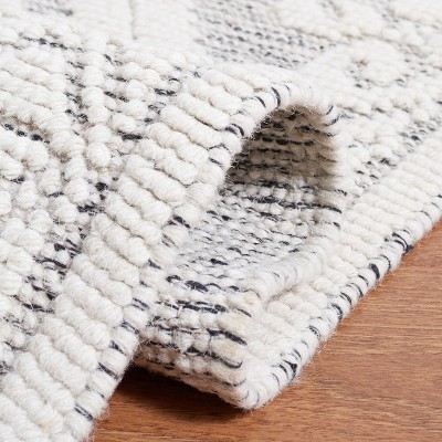 Ivory and Grey Hand-Knotted Wool Square Area Rug