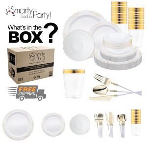 Smarty Had A Party White w/ Gold Vintage Plastic Tableware Set - 120 Sets - 1 of 4